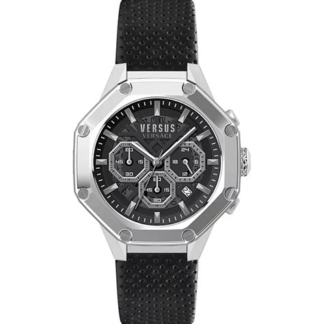 Versus Versace Men's Palestro Black Leather Watch 45MM